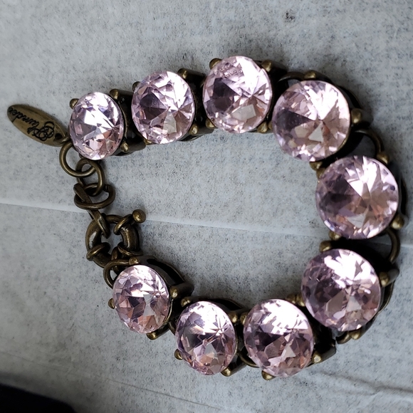 Vintage Sherry Renae Shiny Plunder 24 large pink rhinestones necklace & bracelet - Picture 13 of 15